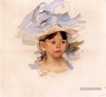 Croquis d’Ellen Mary Cassatt dans un grand chapeau bleu mères des enfants Mary Cassatt